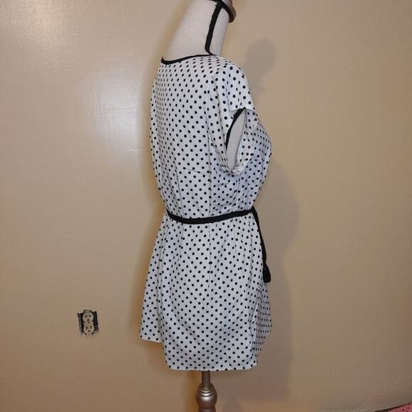 Two Hearts Maternity Size Small Maternity Short Dress Polka Dot White Black Tuni - Picture 6 of 14